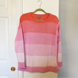 T By Talbots Medium Pink Gradient Striped Sweater